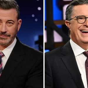 Image for Jimmy Kimmel, Stephen Colbert Praise Trump After Gaza Ceasefire