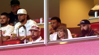 Image for Taylor Swift and Travis Kelce Make First Public Appearance as Engaged Couple