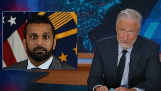 Image for Jon Stewart Dubs Kash Patel &#8216;Make-A-Wish Man&#8217; for Partying With U.S. Hockey Team