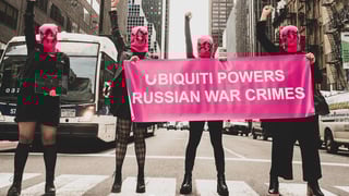 Image for Pussy Riot Stage Protest Against Tech Company for &#8216;Powering Russian War Crimes&#8217;