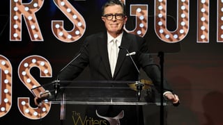 Image for Stephen Colbert Takes Aim at Paramount in WGA Speech: &#8216;The Revolution Will Not Be Televised&#8217;