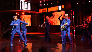 Image for Stephen Colbert Helps David Byrne Burn Down the House on &#8216;The Late Show&#8217;
