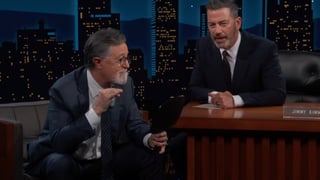 Image for Watch Jimmy Kimmel Goad Stephen Colbert Into Shaving Off His Beard on Air