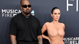 Image for Kanye West Has Surprise Arrival at Grammys as Wife Bianca Censori Shocks With Nude Outfit Reveal