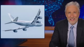 Image for Jon Stewart Slams Donald Trump For Accepting ‘$400 Million’ Luxury Jumbo Jet From Qatar Royal Family: ‘There’s No Such Thing as a Free Lunch’