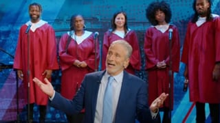 Image for Jon Stewart Slams CBS For Canceling ‘Late Show With Stephen Colbert’ in Rare Uncensored Episode: ‘I’m Not Giving In, I’m Not Going Anywhere’