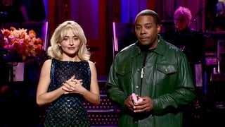 Image for Sabrina Carpenter Jokes About Provocative Image in ‘SNL’ Monologue: ‘I’m Not Just Horny, I’m Also Turned On and Sexually Charged’