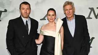 Image for Harrison Ford Makes Surprise Appearance at Fellow ‘Star Wars’ Actors Joel Edgerton and Felicity Jones’ ‘Train Dreams’ Premiere