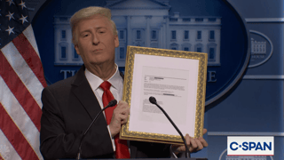 Image for President Trump Downplays Jeffrey Epstein Email Scandal on ‘SNL,’ Offers to Sell Copies of Infamous ‘Blowing Bubba’ Message