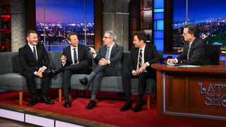 Image for Jimmy Kimmel, John Oliver, Seth Meyers and Jimmy Fallon Discuss Donald Trump’s Obsession With Late-Night on Stephen Colbert’s ‘Late Show’: ‘I Appreciate That He’s Watching Linear Television’
