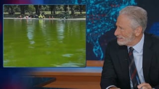 Image for Jon Stewart Dives Into Reflecting Pool Algae Infestation: ‘Did They Replace the Water With Mountain Dew?’