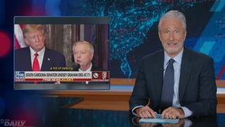 Image for Jon Stewart Slams Donald Trump’s Reaction to Lindsey Graham’s Death