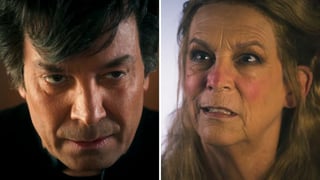 Image for Jimmy Fallon and Jamie Lee Curtis Transform Into Nathan Fielder and Elizabeth Holmes to Spoof ‘You Can See Everything’