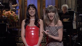 Image for Taylor Swift Crashes Dakota Johnson’s ‘SNL’ Monologue as Her Breakup Therapist, Shows Travis Kelce Love with Cleveland Shoutout